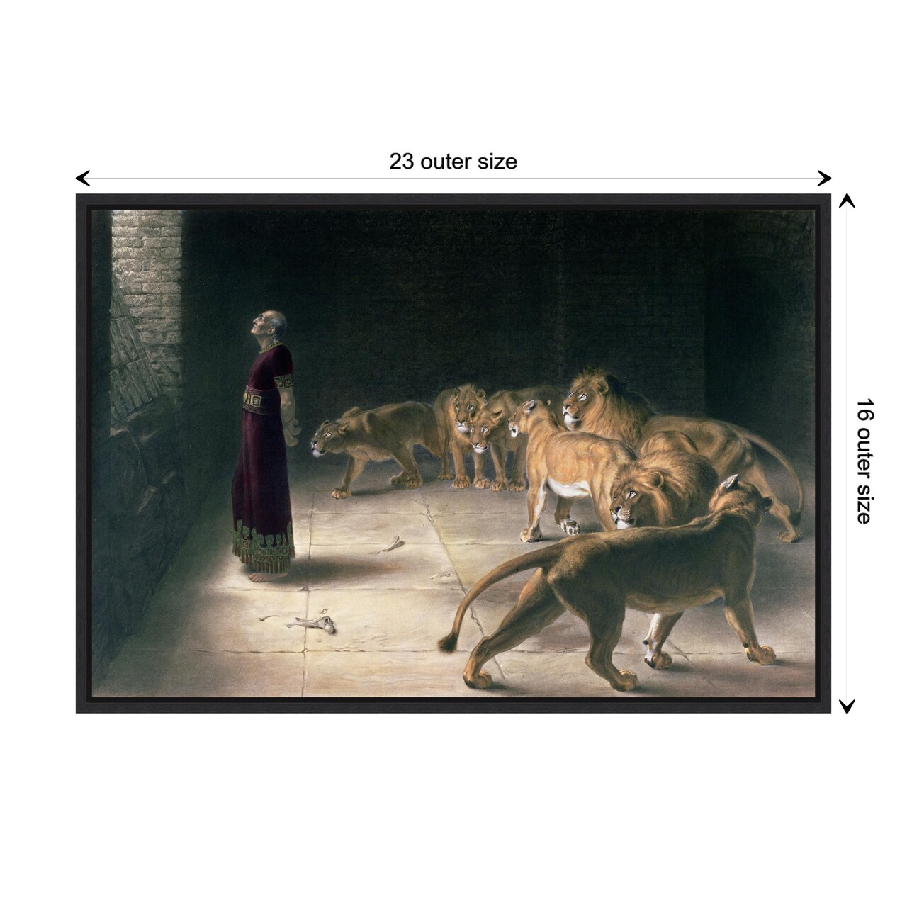 Daniel in the Lions Den 1892 by Briton Riviere Canvas Wall Art Print Framed